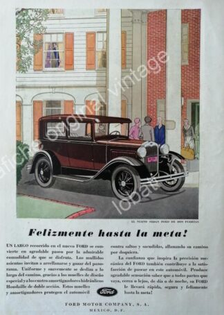 CARTEL ANTIGUO ORIGINAL DE AUTOS FORD SEDAN 1929