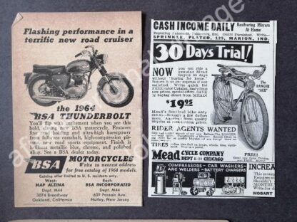 CARTEL ANTIGUO ORIGINAL DE SET DE 7 AFICHES DE MOTOCICLETAS 1940s-50s - Image 7