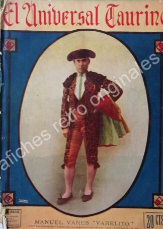 PORTADA ANTIGUA ORIGINAL  1922. MUERTE DE MANUEL VARES " VARELITO "
