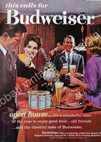 CARTEL ANTIGUO ORIGINAL DE CERVEZA BUDWEISER 1960 / RARO