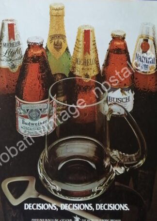 CARTEL ANTIGUO ORIGINAL DE CERVECERIA ANHEUSER BUSCH 1982 BUDWEISER Y OTRAS