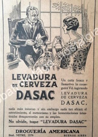 CARTEL ANTIGUO ORIGINAL DE CERVEZA TONICO DASAC 1926 ARGENTINA / RARO