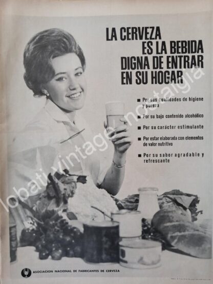 CARTEL ANTIGUO ORIGINAL DE ASOCIACION NACIONAL DE FABRICANTES DE CERVEZA 1961 / RARO