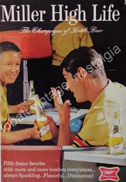 CARTEL ANTIGUO ORIGINAL DE SET DE 3 AFICHES, CERVEZA MILLER AÑOS 60s - Image 3