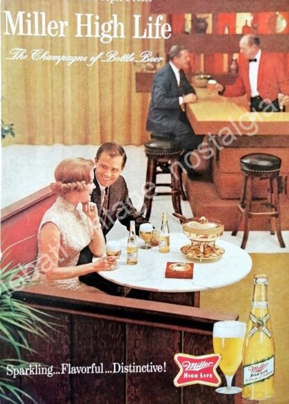 CARTEL ANTIGUO ORIGINAL DE SET DE 3 AFICHES, CERVEZA MILLER AÑOS 60s - Image 2