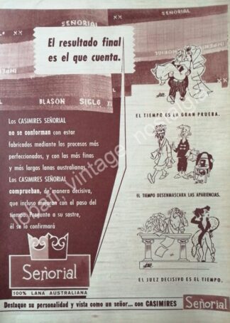 CARTEL ANTIGUO ORIGINAL DE CASIMIRES SEÑOARIAL S.A DIBUJO DE ARIAS BERNAL.