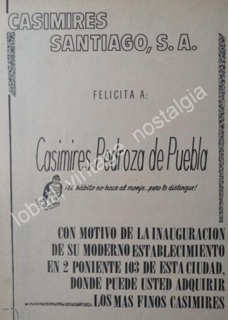 CARTEL ANTIGUO ORIGINAL DE INAUGURAN CASIMIRES PEDROZA, PUEBLA 1969 / RARO