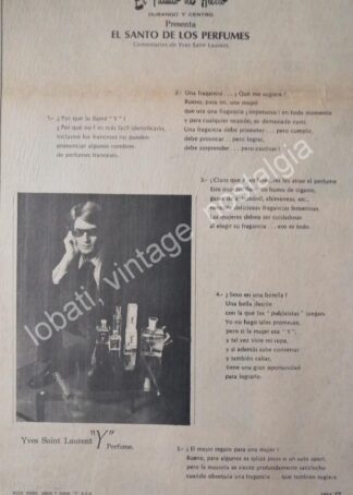 CARTEL ANTIGUO ORIGINAL DE YVEAS SAINT LAURENT EN EL PALACIO DE HIERRO 1969. TIENDA /FEP