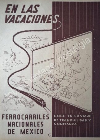 CARTEL ANTIGUO ORIGINAL DE FERROCARRILES NACIONALES 1956