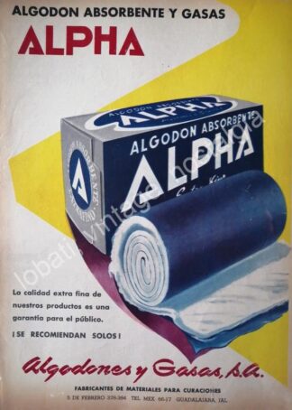 CARTEL ANTIGUO ORIGINAL DE ALGODONES Y GASAS S.A 1956 /SUPER RARO