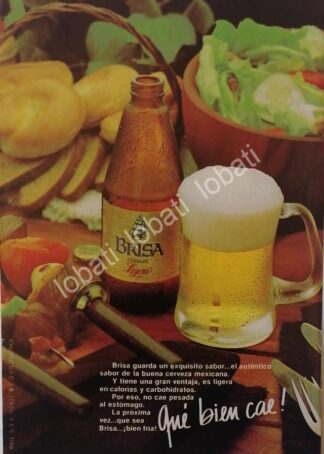 CARTEL ANTIGUO ORIGINAL DE CERVEZA BRISA 1970s MINI CARTEL LA PRIMERA CERVEZA LIGHT