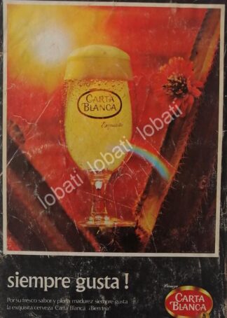 CARTEL ANTIGUO ORIGINAL DE CERVEZA CARTA BLANCA 1960s MINI CARTEL /6