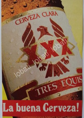 CARTEL ANTIGUO ORIGINAL DE CERVEZA XXX TRES EQUIS 1960s