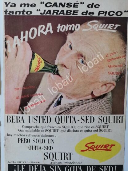 CARTEL ANTIGUO ORIGINAL DE 3 MINI CARTELES REFRESCOS SQUIRT. 1961 /3 - Image 2