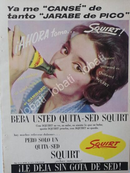 CARTEL ANTIGUO ORIGINAL DE 3 MINI CARTELES REFRESCOS SQUIRT. 1961 /3 - Image 3