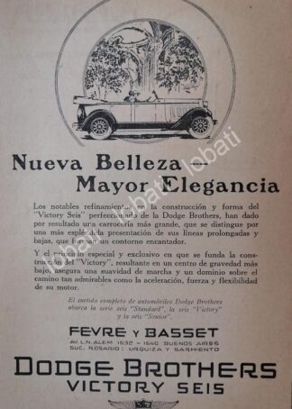 CARTEL ANTIGUO ORIGINAL DE AUTOS DODGE BROTHERS VICTORY SEIS 1927 /122