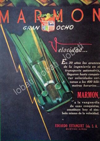 CARTEL ANTIGUO ORIGINAL DE AUTOS MARMON GRAN 8 1927 /117 MU RAR0