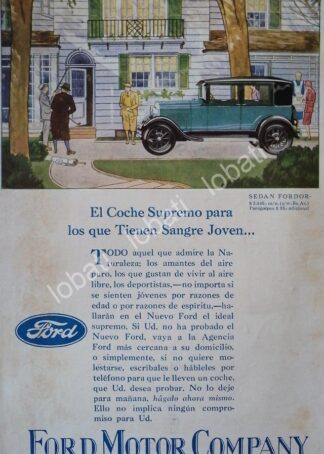 CARTEL ANTIGUO ORIGINAL DE AUTOS FORD SEDAN FORODOR 1927 /116 / RARO