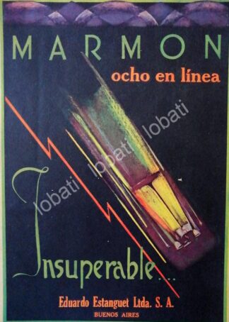 CARTEL ANTIGUO ORIGINAL DE AUTOS MARMON 8 EN LINEA 1927 /115 MUY RARO