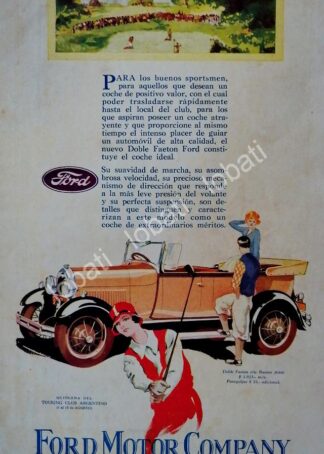 CARTEL ANTIGUO ORIGINAL DE AUTOS FORD DOBLE FAETON 1927 /113 RARO