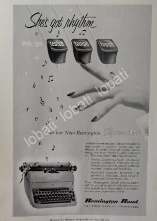 CARTEL ANTIGUO ORIGINAL DE MAQUINAS DE ESCRIBIR REMINGTON SUPER RITER 1950s /19