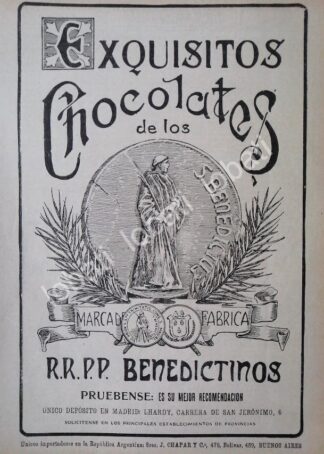 CARTEL ANTIGUO ORIGINAL DE CHOCOLATES BENEDICTINOS 1913 /4 MUY RARO