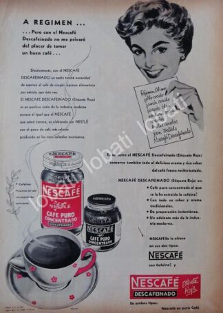 CARTEL ANTIGUO ORIGINAL DE CAFE NESCAFE 1954 /38