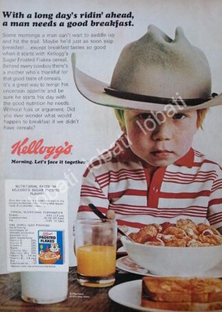 CARTEL ANTIGUO ORIGINAL DE CEREAL KELLOGS 1971 /36 U.S.A