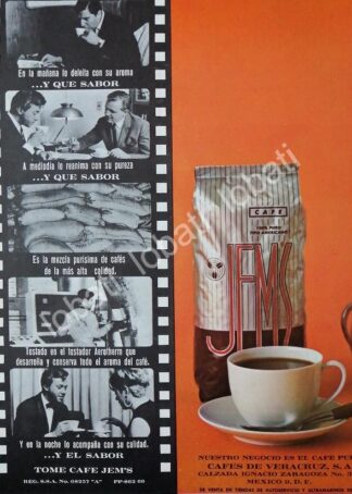 CARTEL ANTIGUO ORIGINAL DE CAFE JEM´S 1967 CAFES DE VERACRUZ /31