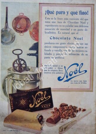 CARTEL ANTIGUO ORIGINAL DE CHOCOLATES NOEL 1927 /28 PUBLICIDAD ARTISTICA FIRMADA