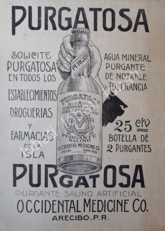 CARTEL ANTIGUO ORIGINAL DE TONICO PURGATOSA, PURGANTE, 1920s /22 / RARO