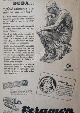CARTEL ANTIGUO ORIGINAL DE MEDICINA VERAMON 1926 SCHERING /12