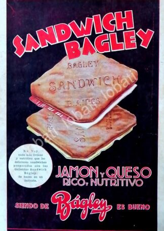 CARTEL ANTIGUO ORIGINAL DE GALLETAS BAGLEY 1927 /5 ARGENTINA-MEXICO