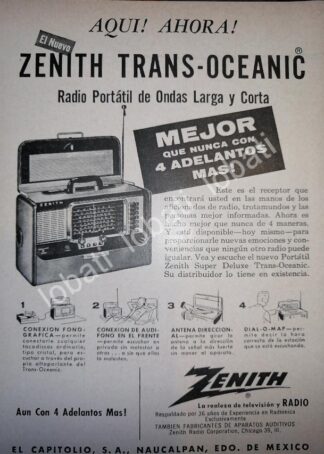 CARTEL ANTIGUO ORIGINAL DE MINI CARTEL. RADIO TRANS OCEANICO ZENITH 1940s /46