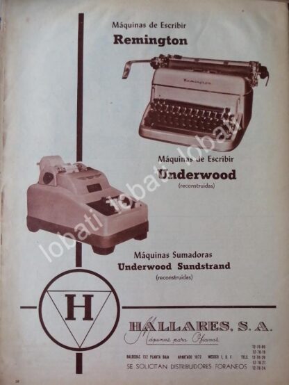 CARTEL ANTIGUO ORIGINAL DE MAQUINAS PARA OFICINA HALLARES S.A 1959 /108