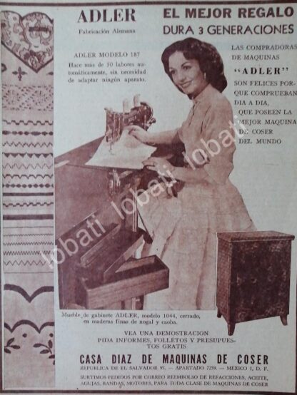 CARTEL ANTIGUO ORIGINAL DE MAQUINAS DE COSER ADLER 1953 /103, CASA DIAZ DE MAQUINAS