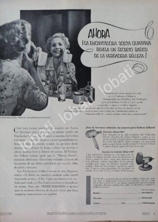 CARTEL ANTIGUO ORIGINAL DE ROSITA QUINTANA Y VIBRADOR FACIAL GILBERT 1953 /96 FEP