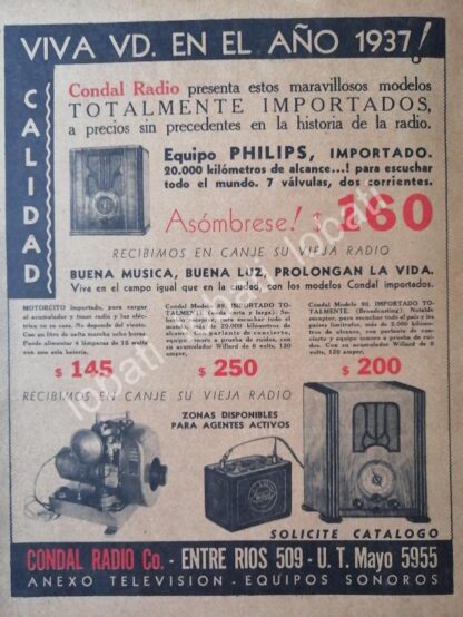 CARTEL ANTIGUO ORIGINAL DE RADIO CONDAL Y OTROS 1930 /91