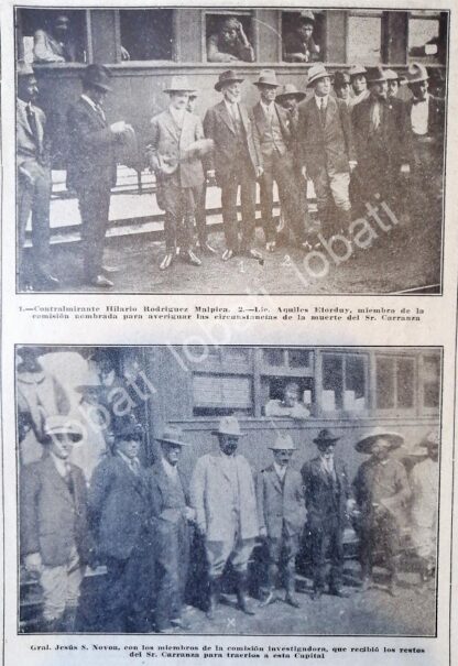 CARTEL ANTIGUO ORIGINAL DE NOTA ANTIGUA COMISION INVESTIGADORA ASESINATO DE VENUSTIANO CARRANZA 1920