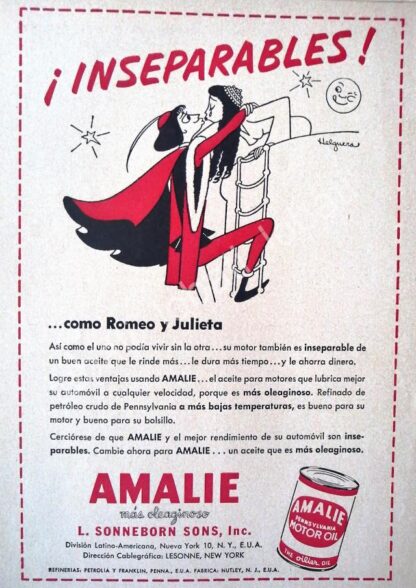 CARTEL ANTIGUO ORIGINAL DE SET DE 4 AFICHES, DIBUJOS DE JESUS HELGUERA , LUBRICANTES AMALIE 1952 - Image 3