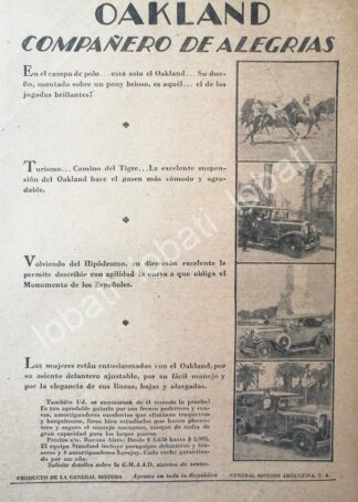 CARTEL ANTIGUO ORIGINAL DE AUTOS OAKLAND 1931 /405