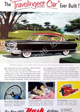 CARTEL ANTIGUO ORIGINAL DE AUTOS NASH AMBASSADOR COUNTRY CLUB 1953 /379