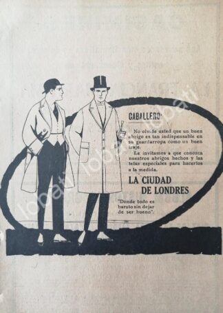 CARTEL ANTIGUO ORIGINAL DE TIENDAS LA CIUDAD DE LONDRES, 1920 /230