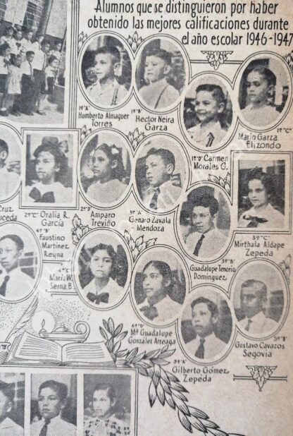 CARTEL ANTIGUO ORIGINAL DE ESCUELA ADOLFO PRIETO MONTERREY CUADRO DE HONOR 1947 - Image 3