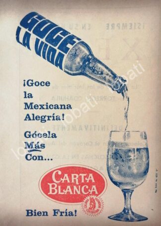 CARTEL ANTIGUO ORIGINAL DE CERVEZA CARTA BLANCA 1967 /147