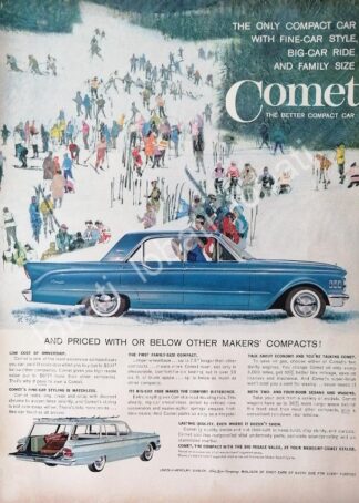 CARTEL ANTIGUO ORIGINAL DE AUTOS FORD COMET. DIBUJO DE BOB PEAK 1961 /478