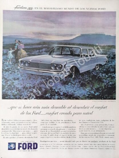 CARTEL ANTIGUO ORIGINAL DE AUTOS FORD FAIRLANE 500 TOWN SEDAN 1960 /472 RARO
