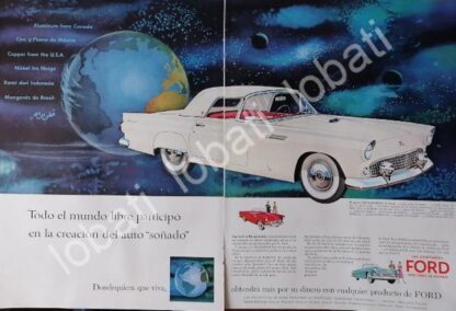 CARTEL ANTIGUO ORIGINAL DE AUTOS FORD THUNDERBIRD 1957 /455 RARO