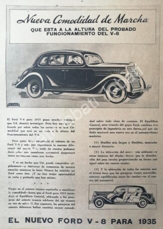 CARTEL ANTIGUO ORIGINAL DE PUBLICIDAD VINTAGE AUTOS FORD V8 1935 /555