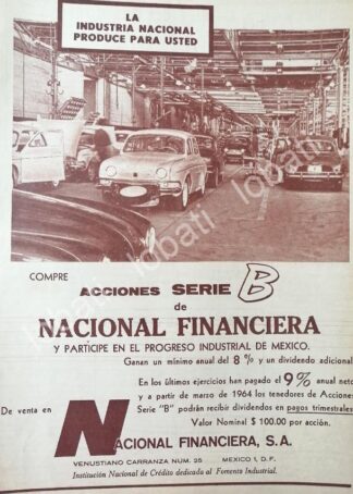 CARTEL ANTIGUO ORIGINAL DE ACCIONES SERIE B DENACIONAL FINANCIERA 1963 /168